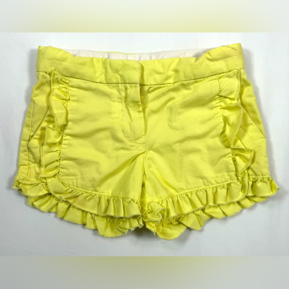 CREWCUTS J. Crew Girls’ Yellow Ruffle Chino‎ Shorts Preppy Spring Playful Size 4